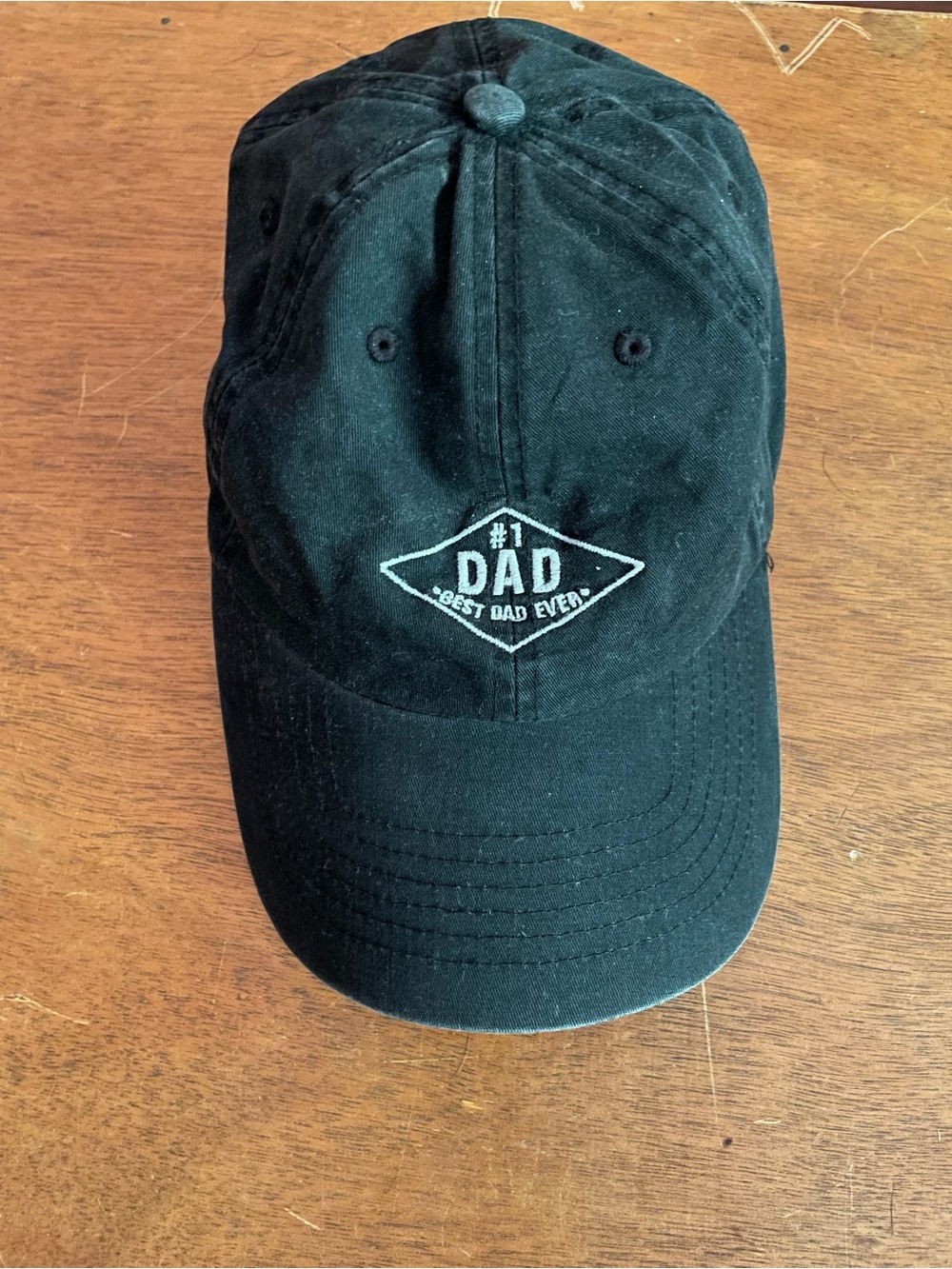 #1 Dad Embroidered Black Cotton Baseball Cap
